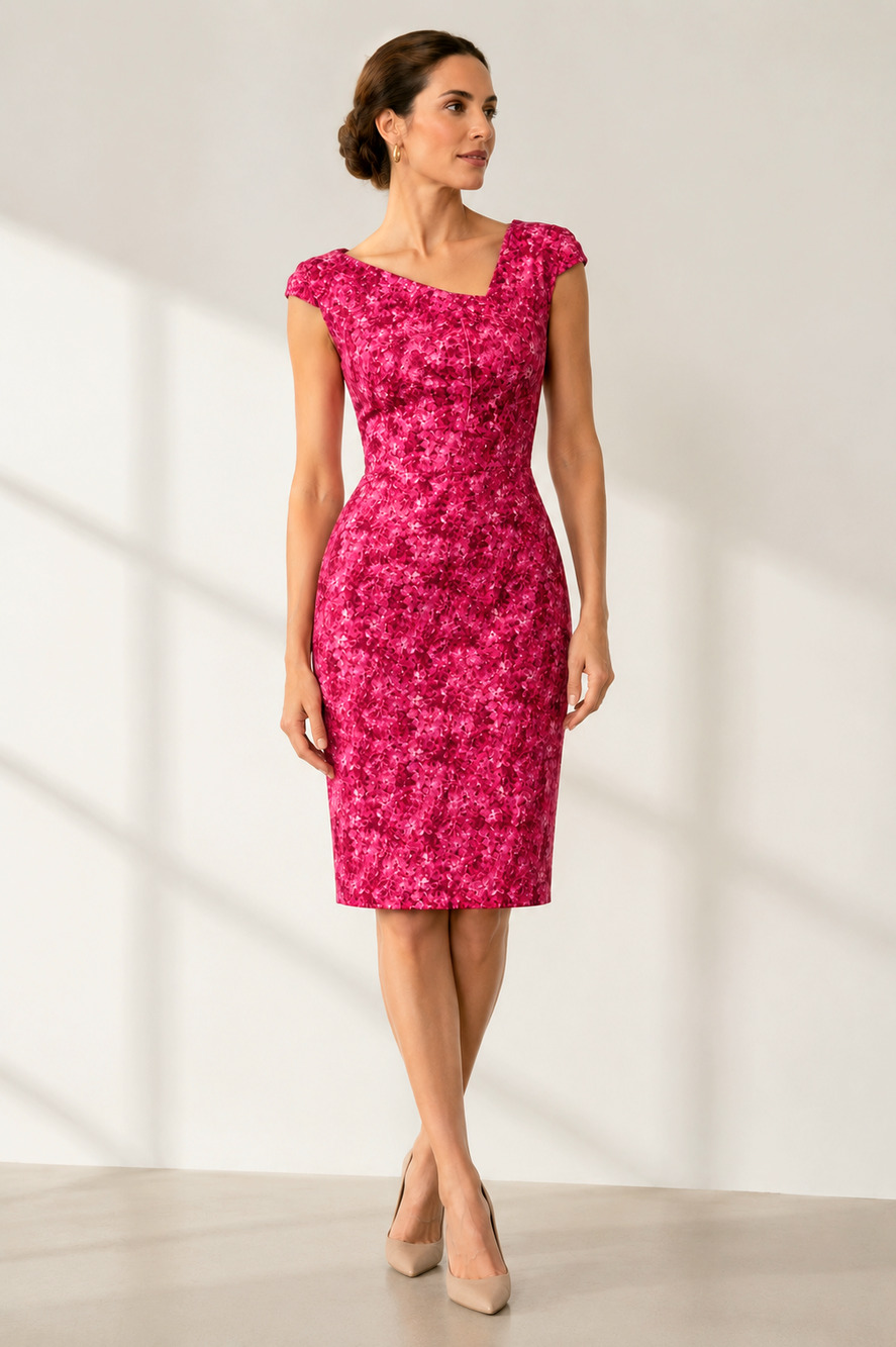 MICHAEL KORS Collection Zinnia Floral Sheath Dress 12 Pink Classic Made in Italy